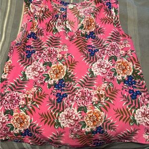 J. Crew Pink Floral Sleeveless Blouse
